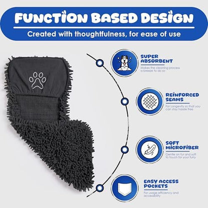 Dog Towel for Drying Dogs, Absorbent Microfiber Bath Towel, Hand Pockets - Image 3