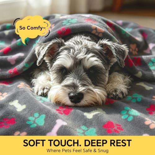 Luciphia 1 Pack 3 Blankets Fluffy Premium Fleece Pet Blanket Flannel Paw - Image 2