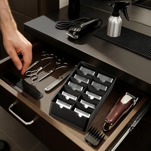 4 Pack Black Clipper Blade Holder 10 Slot Clipper Razor Blade Rack Storage Tray - Image 3