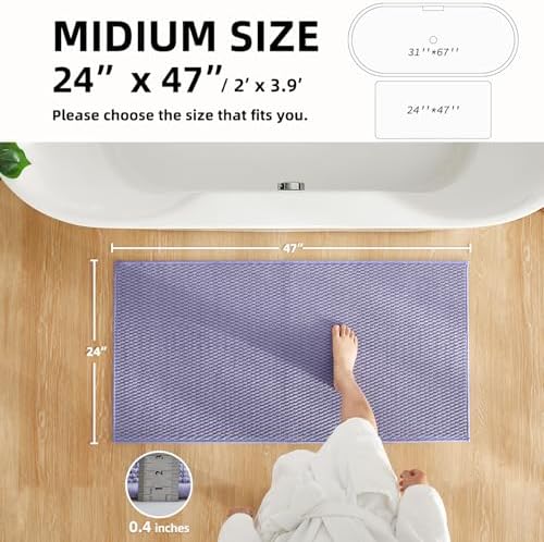 TYUU Bathroom Rugs Non Slip Washable, Super Absorbent Thin Bath Mat Quick Dry - Image 2
