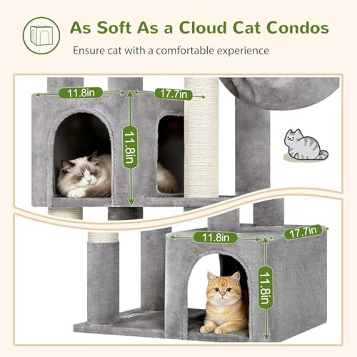 Globlazer C64 Heavy Duty Corner Cat Tree, 64in Large Cat Tower, Light Grey - Image 3