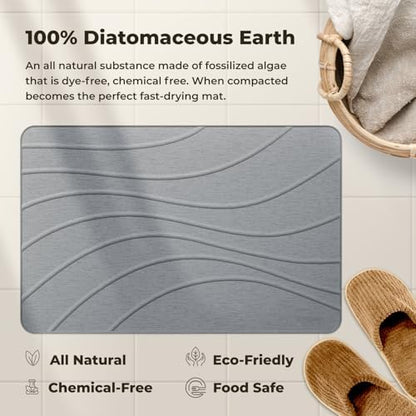TOSORO - Stone Bath Mat Diatomaceous Earth Shower Mat Non-Slip Super Absorbent - Image 5