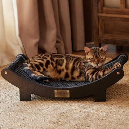 FUKUMARU Sisal Cat Scratcher Bed, Solid Wood Cat Hammock by FUKUMARU