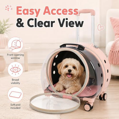 Clear Rolling Pet Carrier, Breathable Cat Carrier - Image 2