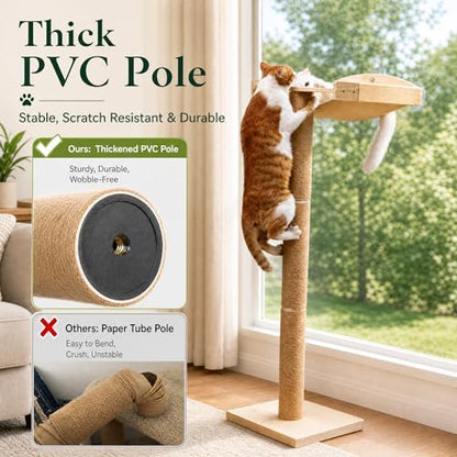 Cat Window Perch with Scratching Post, 46-Inch Tall Climbing Tree & Hammock - Image 3