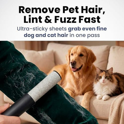 Retractable Mini Lint Roller for Pet Hair, 210 Sheets, 3 Pack + 4 Refills - Image 3