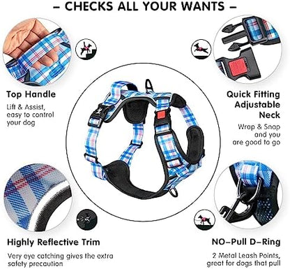 PoyPet Plaid Dog Harness Large, No Pull Vest - Image 3