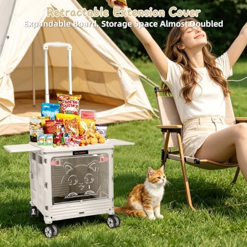 2-in-1 Foldable Shopping Cart & Rolling Pet Carrier, 55L Collapsible Utility - Image 7