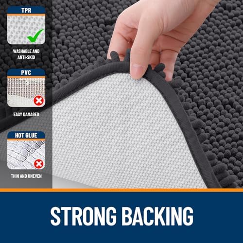 OLANLY Toilet Rugs U-Shaped 24x20, Soft Absorbent Chenille Contour Rugs - Image 6