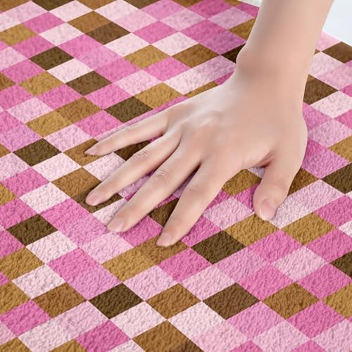 Pixel Grid Theme Bath Rug, Cartoon Gamepad Shaggy Absorbent Non Slip Floor Mat - Image 4