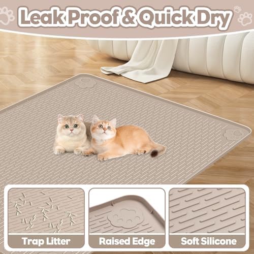 Silicone Cat Litter Mat for Litter Box 34”x22” Large Cat Mat - Image 3