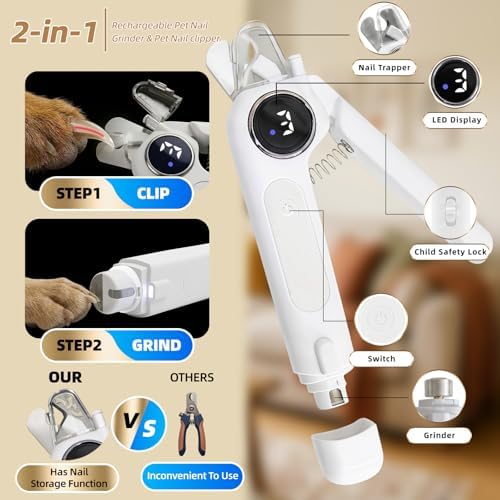 2-in-1 Quiet Electric Pet Nail Clipper & Grinder - Image 2