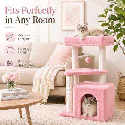 Small Cat Tree Tower for Indoor Cats, 33 Inches Multi-Level Cat Condo - Image 7