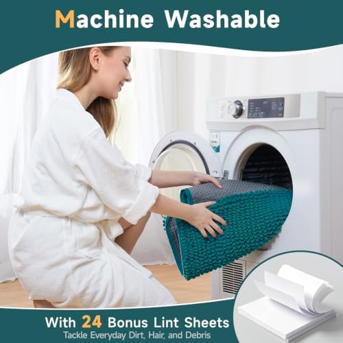 Ophanie Teal Bathroom Rugs 36x24, Soft Chenille Bath Mat, Non Slip Absorbent - Image 6