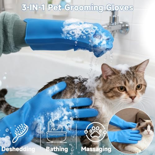 3PCS Dog Bath Supplies, Dog Bath Brush | Dog Washing Gloves | Dog Towel 40'' X - Image 2