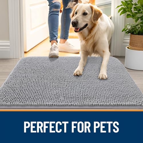 OLANLY Dog Door Mat for Muddy Paws 70x32, Super Absorbent Chenille Mud Mat - Image 6