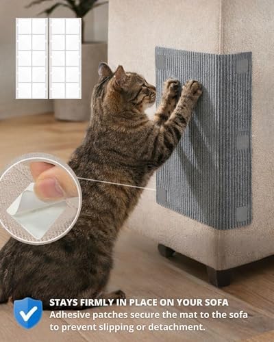 Corner & Wall Cat Scratch Mat, Self-Adhesive Trimmable Cat Scratcher, Wall - Image 6