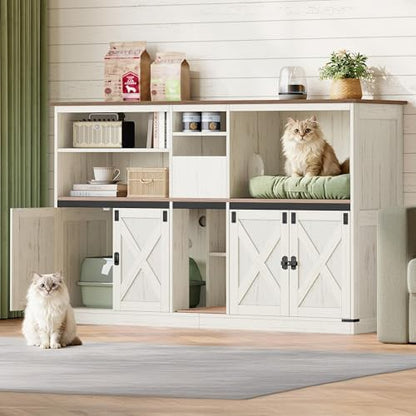 Hzuaneri Double cat Litter Box Enclosure, Cat Cabinet by Hzuaneri