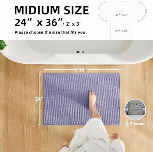 TYUU Bathroom Rugs Non Slip Washable, Super Absorbent Thin Bath Mat Quick Dry - Image 2