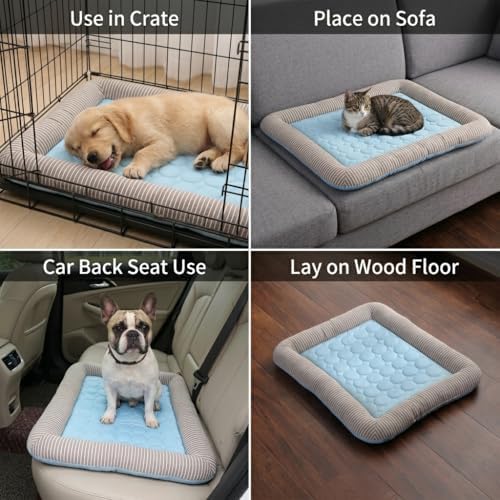Dog Cooling Mat for Summer, Self Cooling Ice Silk Pet Bed Mat for Crate - Image 7
