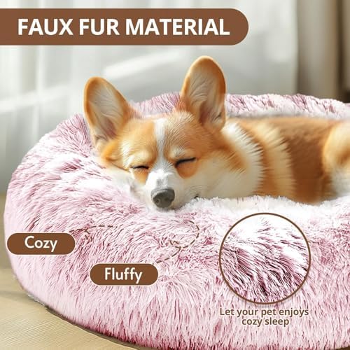JOLLYVOGUE Calming Small Pink Dog & Cat Bed - Image 2