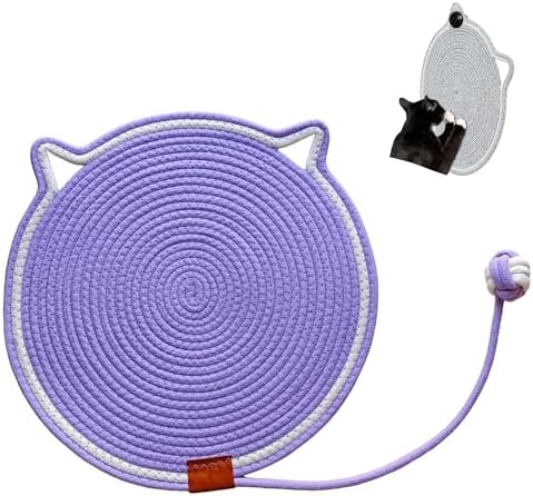 Cat Scratcher Mat 16.9'' Round Natural Cotton Rope Double-Sided by Unknown