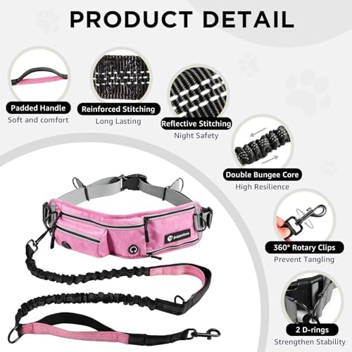 Hands Free Dog Leash with Waist Pack Bungee - Image 2