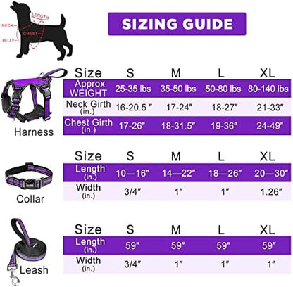 WINSEE Pet Harness Collar and Leash Set, All-in-one Reflective Dog Harness No - Image 6
