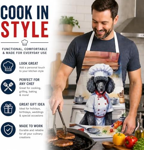 Caroline's Treasures Black Poodle The Chef Apron Cooking Kitchen Server Baking - Image 2