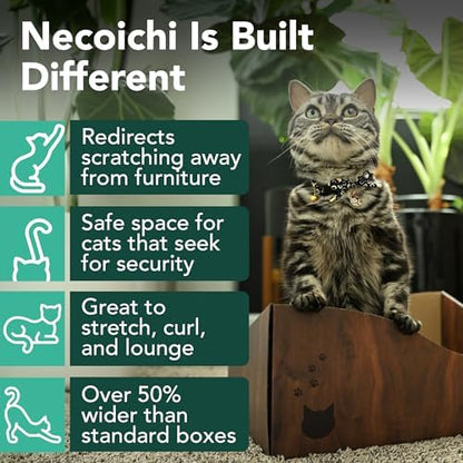 Necoichi Hideaway Cat Scratcher Box — Extra Large | Horizontal Scratch Pad + - Image 2