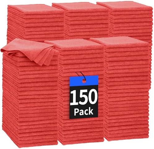Microfiber Cleaning Cloth, 150 Pack Cleaning Rags Microfiber Towel Bulk by HOMERHYME
