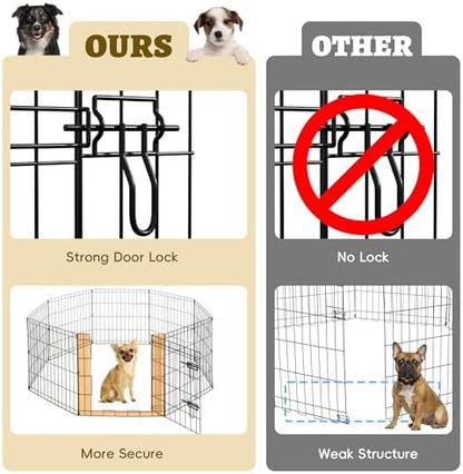 8-Panel Foldable Metal Dog Exercise Pen – 24/30/36/42/48 Inch Height, - Image 3
