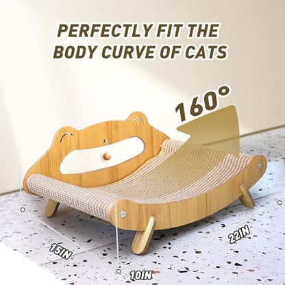 Sisal Cat Scratcher Bed with Hammock, Solid Wood Frame Cat Scratch Pad & Lounger - Image 3