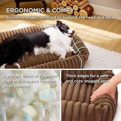 Bedsure ComfyFleece® Cute Dog Bed Medium Large Size Dog，30in Camel Brown - Image 2