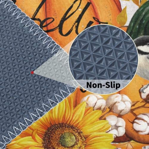Giwawa Hello Fall Bath Rug Orange Pumpkin Bathtub Mat Non Slip Absorbent - Image 5