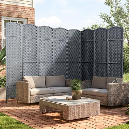 JOSTYLE Outdoor Privacy Screen 8-Panel Folding Room Divider Space Partition - Image 7