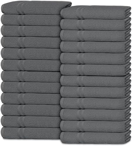 White Classic Wealuxe Dark Gray Washcloths 24 Pack by WhiteClassic