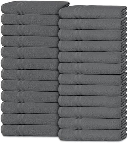 White Classic Wealuxe Dark Gray Washcloths 24 Pack by WhiteClassic