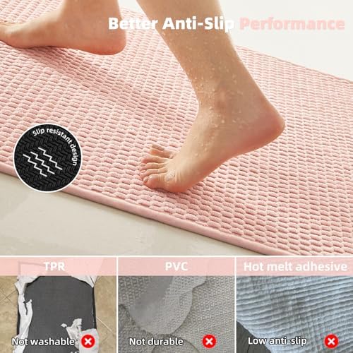 TYUU Bathroom Rugs Non Slip Washable, Super Absorbent Thin Bath Mat Quick Dry - Image 5