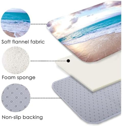 Memory Foam Bath Rug Flannel Absorbing Water Floor Mat 59x24 in - Image 3