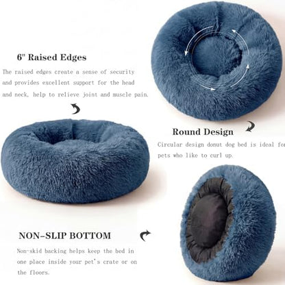 nononfish Plush Dog Bed for Small Dogs, Soft Calming Donut Bed - Image 5
