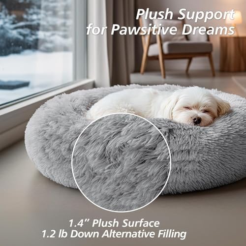 JOLLYVOGUE Calming Dog Bed Medium Size Dog, 31in Donut Washable Medium Pet Bed - Image 4