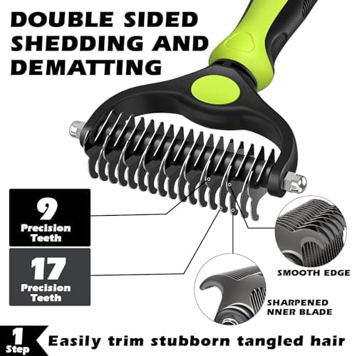 Professional 3PCS Self Cleaning Slicker Brush & Pet Grooming Rake & Flea Comb - Image 2