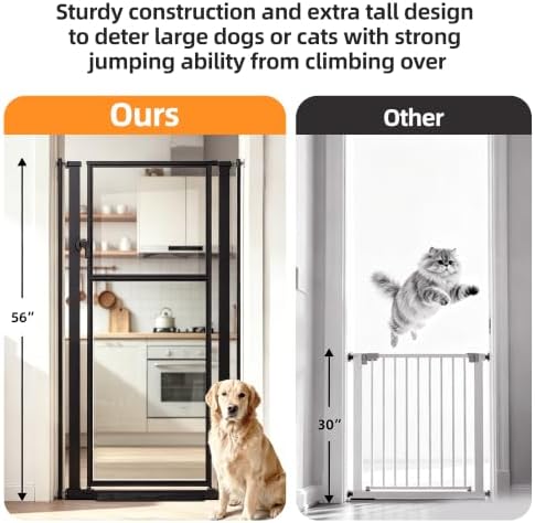 56" Extra Tall Clear Cat Gate, 29.5‑33.5" Wide Pet Gate - Image 6