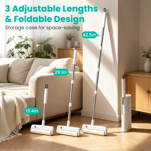 Large Lint Roller for Pet Hair, 9.45in Wide Floor Sticky Roller Long Handle - Image 5