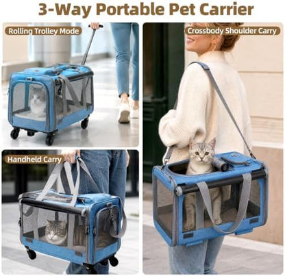 Rolling Cat Carrier with Detachable Wheels, Soft Sided - Image 6