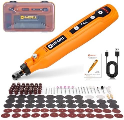 HARDELL Mini Cordless Rotary Tool, 5-Speed 129pcs Gift Kit by HARDELL