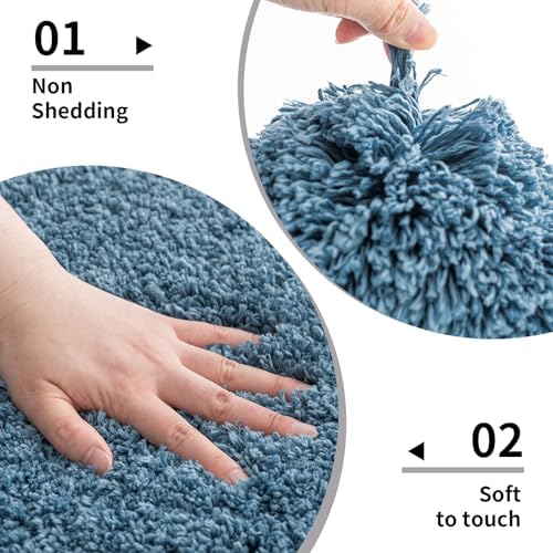 Disolla Blue Bathroom Runner Rug 24x70, Plush Extra Large Bath Mat - Image 4