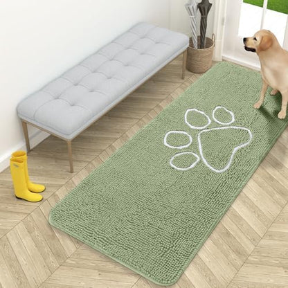 OLANLY Dog Door Mat for Muddy Paws 59x24, Paw Print Design Chenille Mud Mat by OLANLY