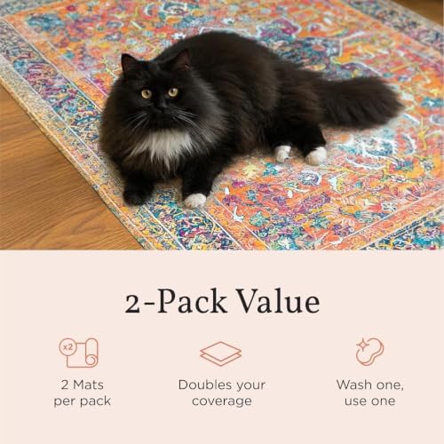 Lovewag Cat Litter Mat, Litter Box Mat, Guava Stripes, 2 Pack - Image 4